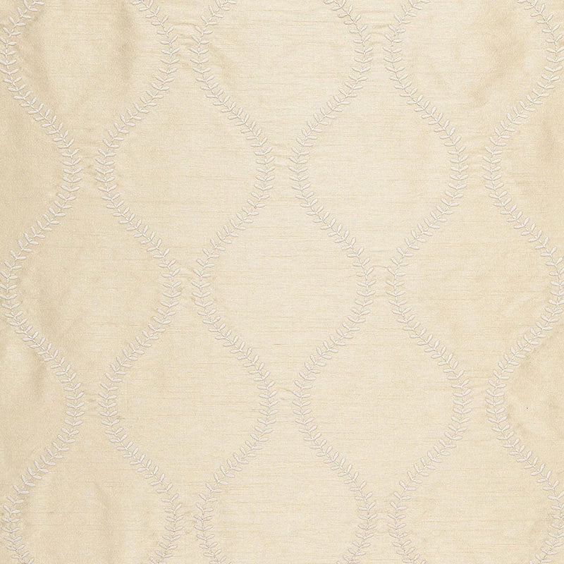 Agadir Embroidery Champagne 65752 by Schumacher Fabric CHROMA POLYESTER 100% INDIA WYZENBEEK 12,000 </p><p>Repeat: Horizontal: 3 1/4" (8CM) and Vertical: 7 1/2" (19CM) 50.5 - Fabric Carolina -