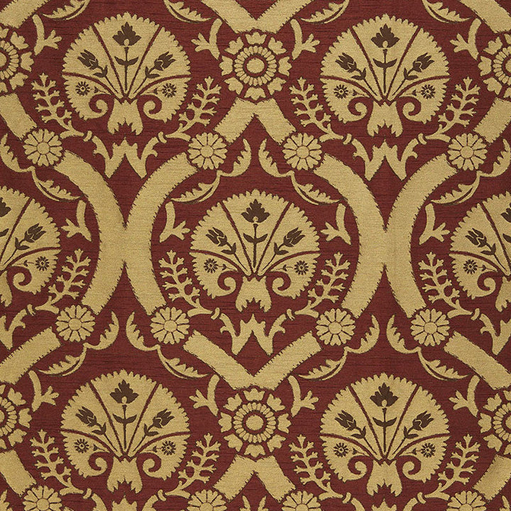 Taza Damask Spice 65771 by Schumacher Designer Fabric CHROMA See Sample INDIA LIGHT DUTY </p><p>Repeat: Horizontal: 7" (18CM) and Vertical: 19" (48CM) 55 2/8" WIDE (140CM) - Swanky Fabrics -