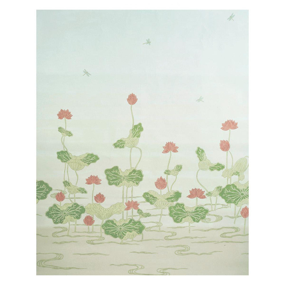Kireina Lotus Coral Ivory 5011690 by Schumacher Wallpaper Perennial Favorites 108.0" - Fabric Carolina -