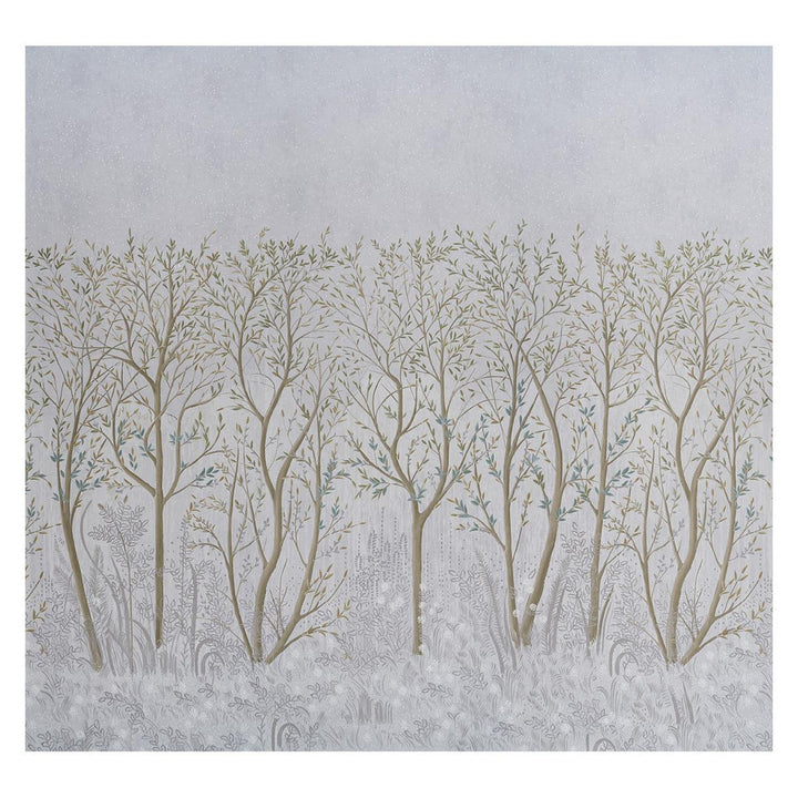 Brindille Golden Accented Dove 5010920 by Schumacher Wallpaper Colette Cosentino 162.0" - Fabric Carolina -