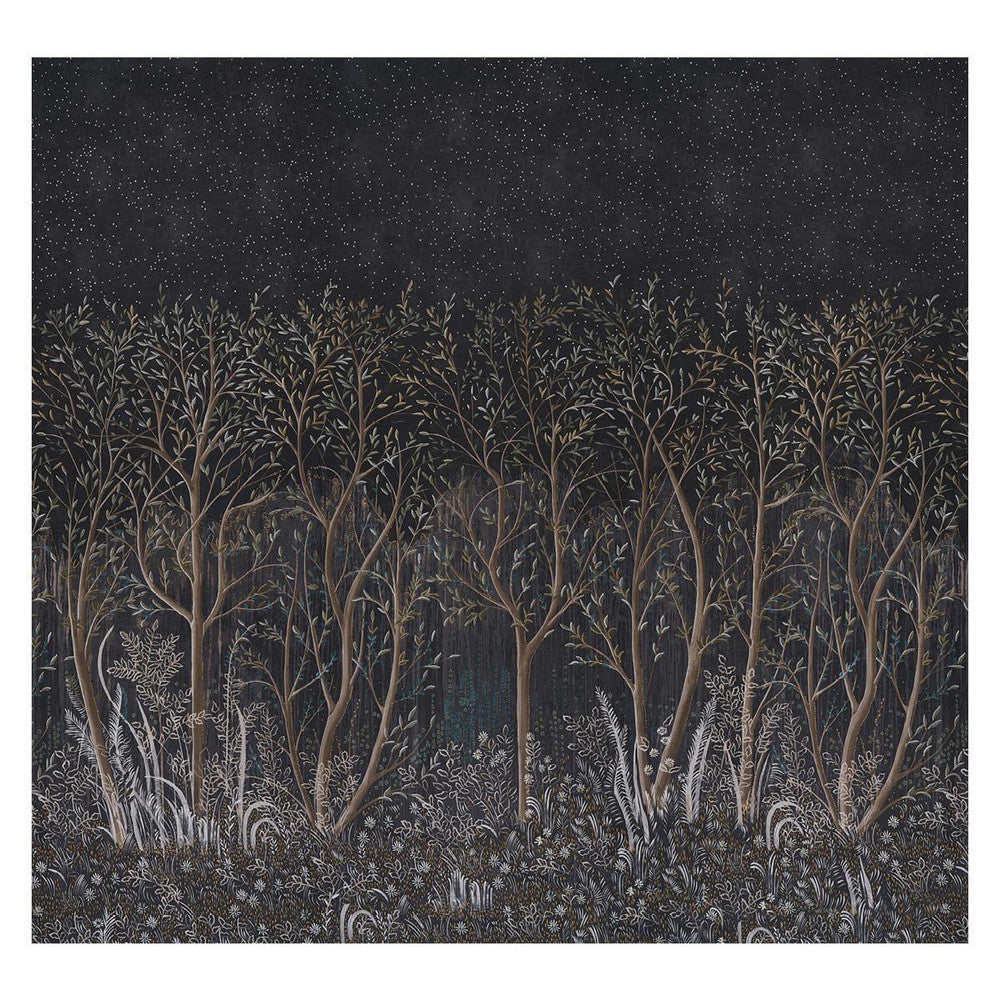Brindille Golden Accented Carbon 5010921 by Schumacher Wallpaper Colette Cosentino 162.0" - Fabric Carolina -
