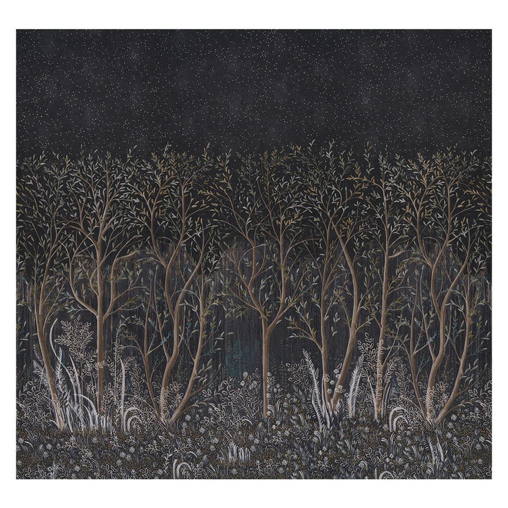 Brindille Golden Accented Carbon 5010921 by Schumacher Wallpaper Colette Cosentino 162.0" - Fabric Carolina -