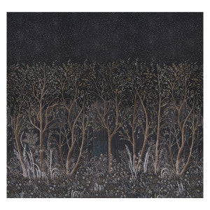 Brindille Golden Accented Carbon 5010921 by Schumacher Wallpaper