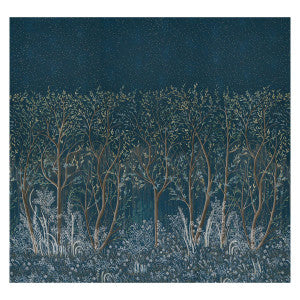 Brindille Golden Accented Peacock 5010922 by Schumacher Wallpaper