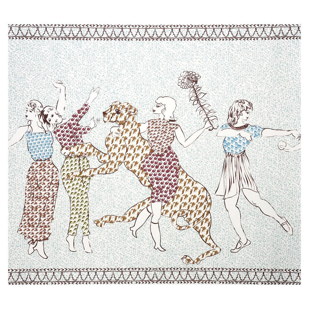 The Golden Age Cyan Multi 5011090 by Schumacher Wallpaper Peg Norriss 162.0" - Fabric Carolina -