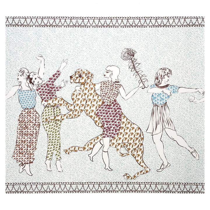 The Golden Age Cyan Multi 5011090 by Schumacher Wallpaper Peg Norriss 162.0" - Fabric Carolina -