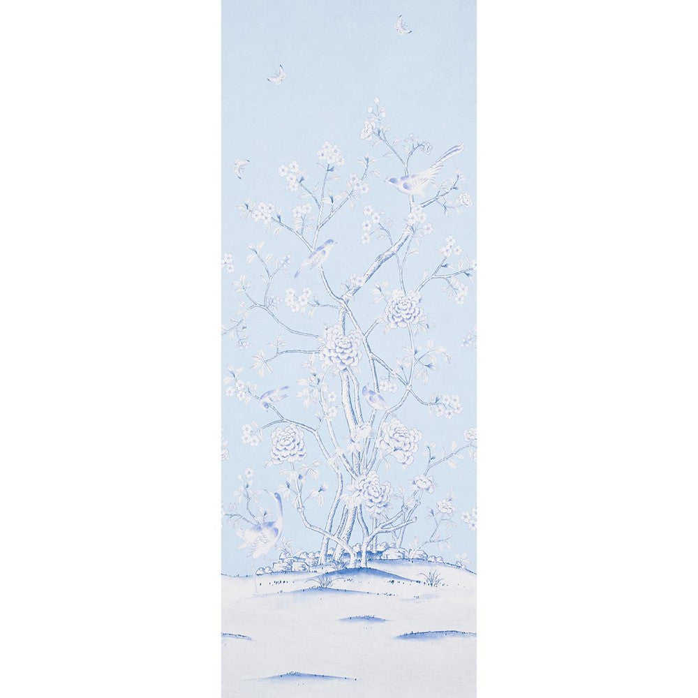 Chinois Palais Panel Sky 5007128 by Schumacher Designer Wallpaper Rhapsody In Blue 51.75" - Swanky Fabrics -