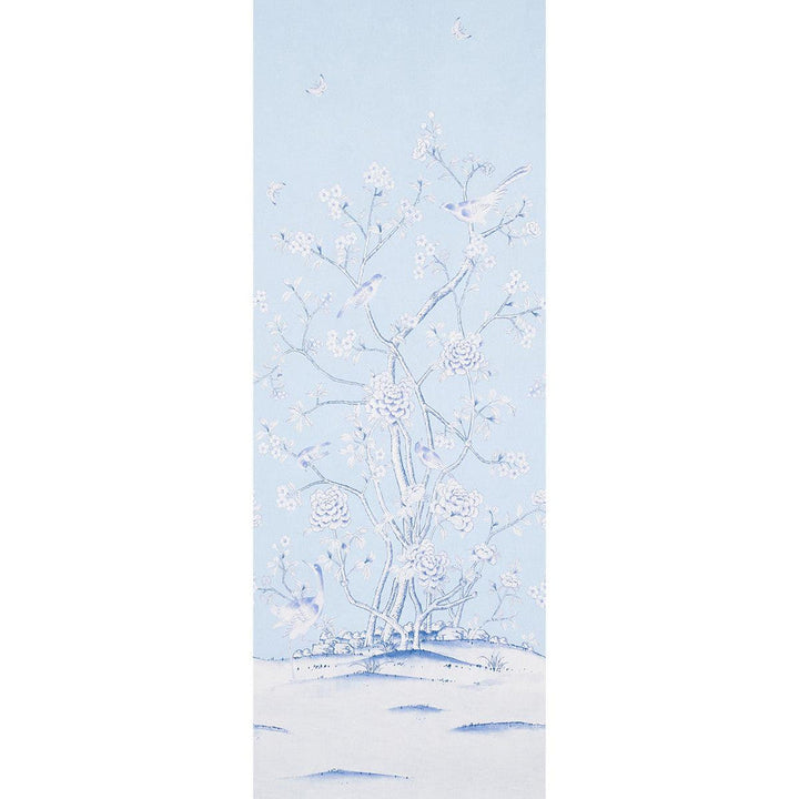 Chinois Palais Panel Sky 5007128 by Schumacher Designer Wallpaper Rhapsody In Blue 51.75" - Swanky Fabrics -