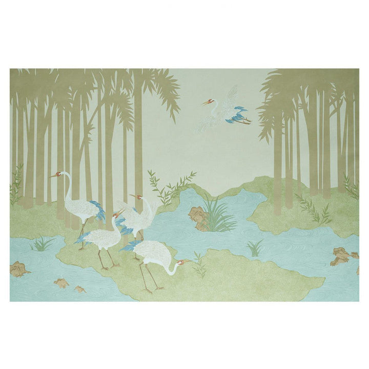 Yashinoki Crane Willow 5011701 by Schumacher Designer Wallpaper Yashinoki Crane 216.0" - Swanky Fabrics -