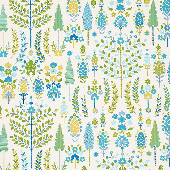 Desna Peacock 5011850 by Schumacher Designer Wallpaper Perennial Favorites 27.0" - Swanky Fabrics -