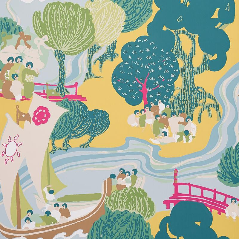 Pearl River Yellow 5008442 by Schumacher Wallpaper Schumacher Classics 27.0" - Fabric Carolina -