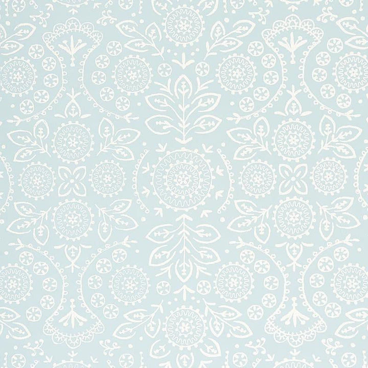 Tiana Sky 5011840 by Schumacher Designer Wallpaper Bohemia 13.5" - Swanky Fabrics -