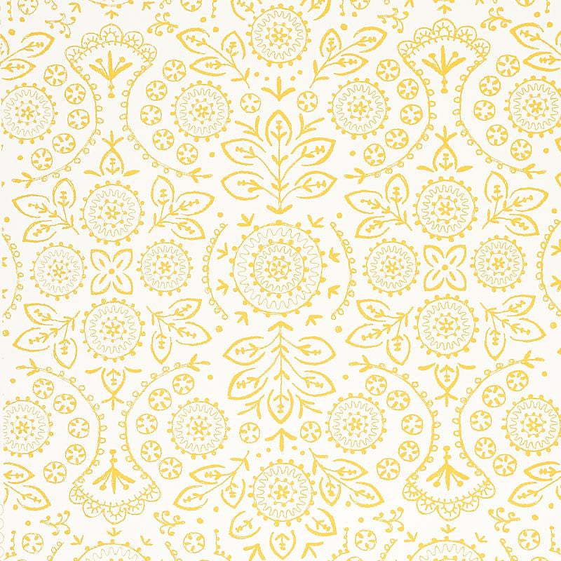 Tiana Yellow 5011842 by Schumacher Designer Wallpaper Bohemia 13.5" - Swanky Fabrics -