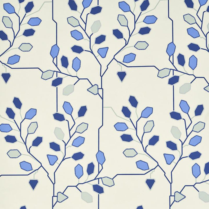 Tumble Weed Delft Blue 5011420 by Schumacher Designer Wallpaper Neisha Crosland 13.5" - Swanky Fabrics -