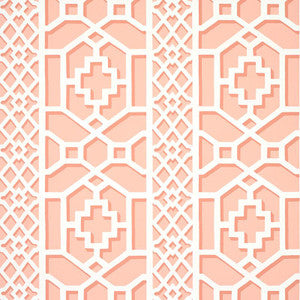 Zanzibar Trellis Coral 5006946 by Schumacher Wallpaper