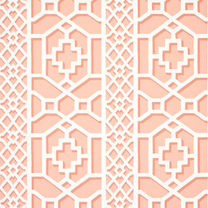 Zanzibar Trellis Coral 5006946 by Schumacher Wallpaper