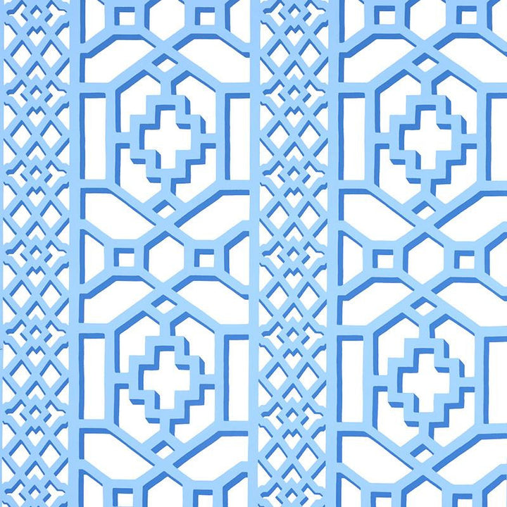 Zanzibar Trellis Blue 5006947 by Schumacher Wallpaper Happy Together 13.5" - Fabric Carolina -