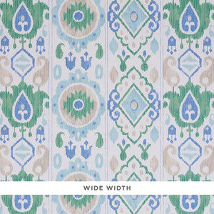 Elizia Ikat Green & Blue 5010710 by Schumacher Wallpaper