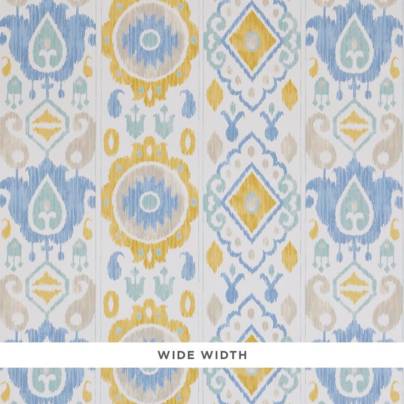 Elizia Ikat Sky & Ochre 5010711 by Schumacher Wallpaper New Traditional 27.0" - Fabric Carolina -