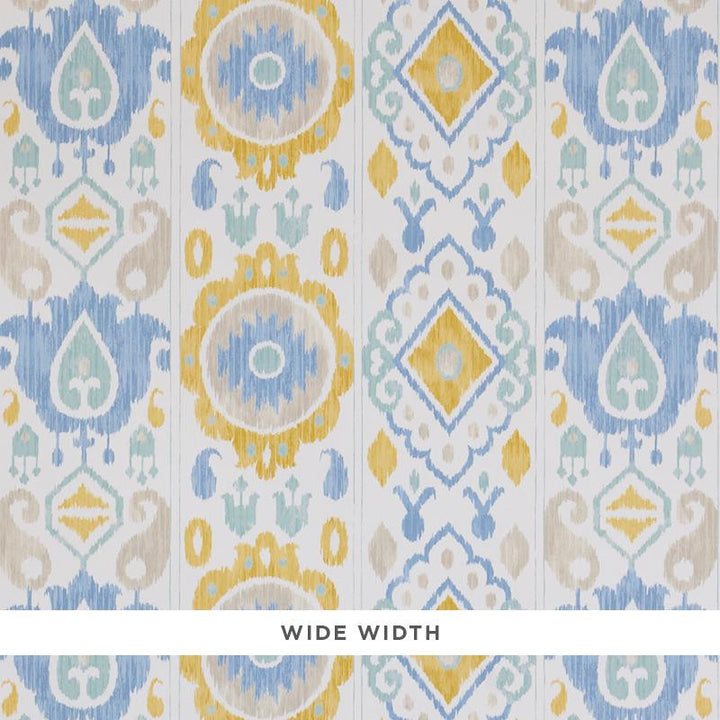 Elizia Ikat Sky & Ochre 5010711 by Schumacher Wallpaper New Traditional 27.0" - Fabric Carolina -