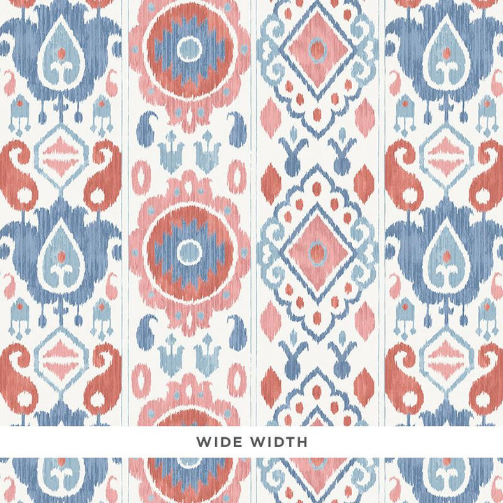 Elizia Ikat Rose & Indigo 5010712 by Schumacher Wallpaper New Traditional 27.0" - Fabric Carolina -