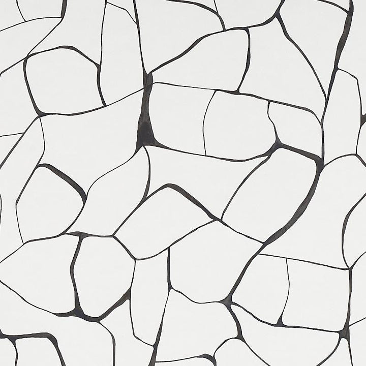 Filigree Black 5009704 by Schumacher Designer Wallpaper New Wave: Black & White 54.0" - Swanky Fabrics -
