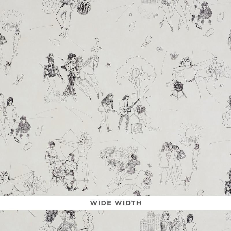 Toile De Femmes Parchment 5011080 by Schumacher Wallpaper Peg Norriss 18.0" - Fabric Carolina -