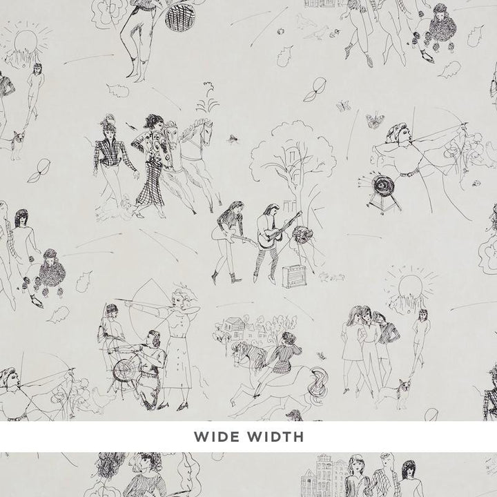 Toile De Femmes Parchment 5011080 by Schumacher Wallpaper Peg Norriss 18.0" - Fabric Carolina -