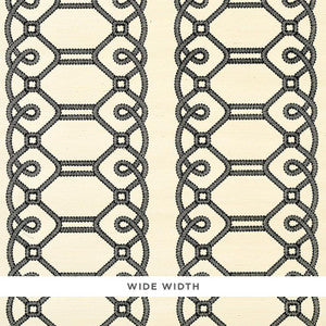 Ziz Embroidered Sisal Black 5011470 by Schumacher Wallpaper