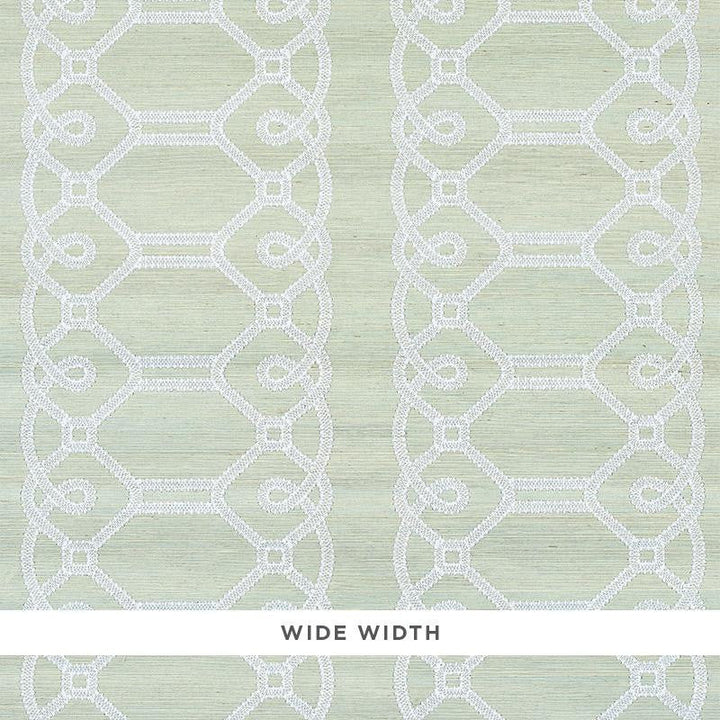 Ziz Embroidered Sisal Mineral 5011472 by Schumacher Designer Wallpaper Happy Together Ii 15.75" - Swanky Fabrics -