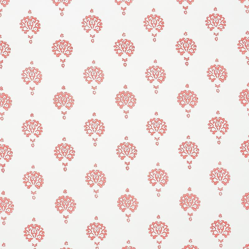 Dahlia Hand Blocked Print Red 5011232 by Schumacher Wallpaper Jacaranda 3.0" - Fabric Carolina -