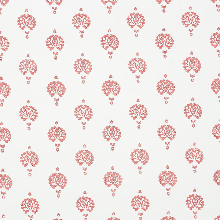Dahlia Hand Blocked Print Red 5011232 by Schumacher Wallpaper Jacaranda 3.0" - Fabric Carolina -