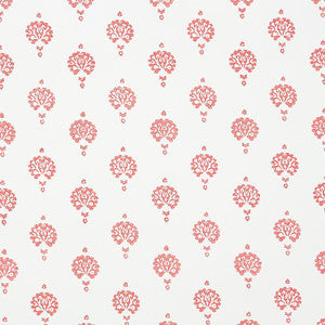 Dahlia Hand Blocked Print Red 5011232 by Schumacher Wallpaper