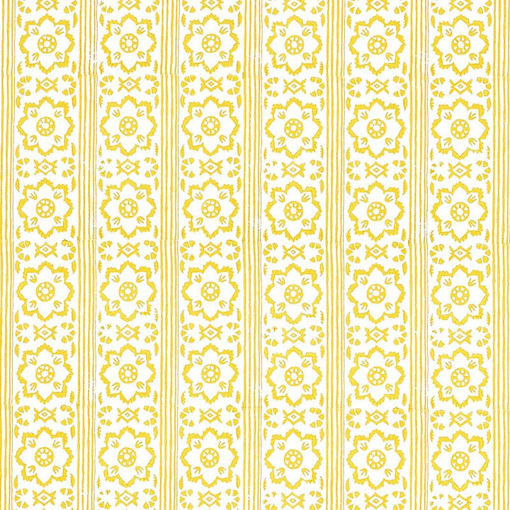 Sunda Hand Blocked Print Yellow 5011222 by Schumacher Wallpaper Jacaranda 2.5" - Fabric Carolina -