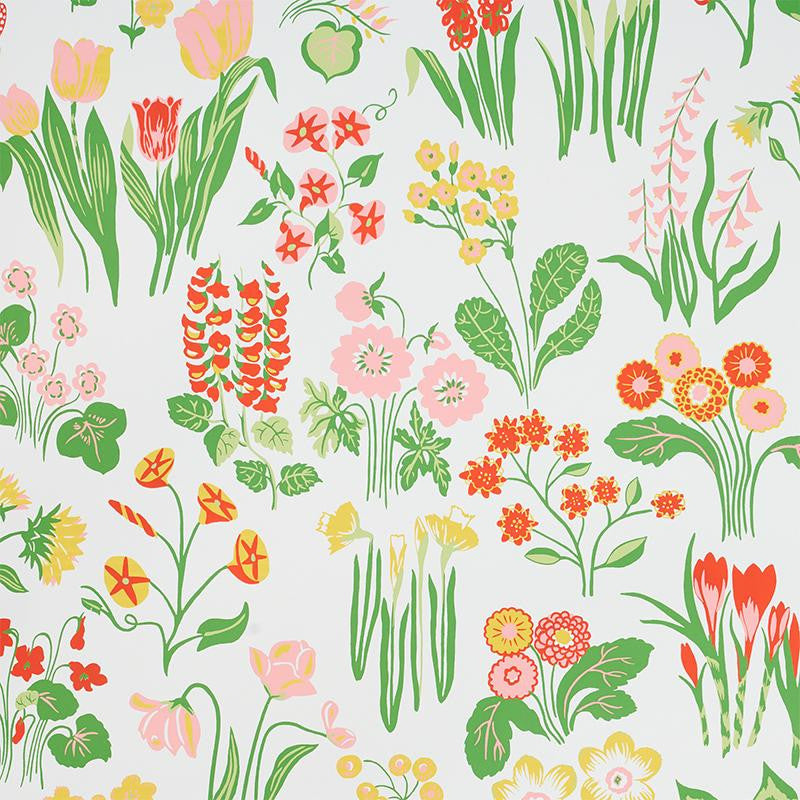Carly Pink 5010770 by Schumacher Designer Wallpaper Flower Power 27.0" - Swanky Fabrics -