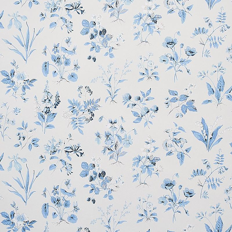 Floreana Blue 5010681 by Schumacher Designer Wallpaper Signature Schumacher 27.0" - Swanky Fabrics -