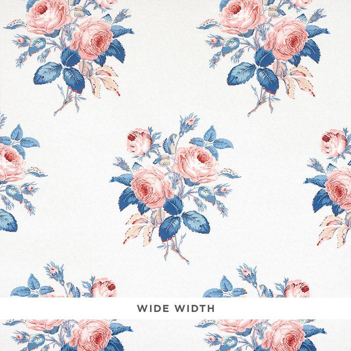 Loudon Rose Rose & Blue 5012032 by Schumacher Wallpaper Schumacher Classics 13.5" - Fabric Carolina -