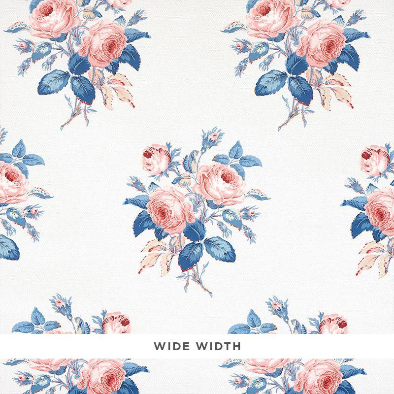 Loudon Rose Rose & Blue 5012032 by Schumacher Designer Wallpaper Schumacher Classics 13.5" - Swanky Fabrics -