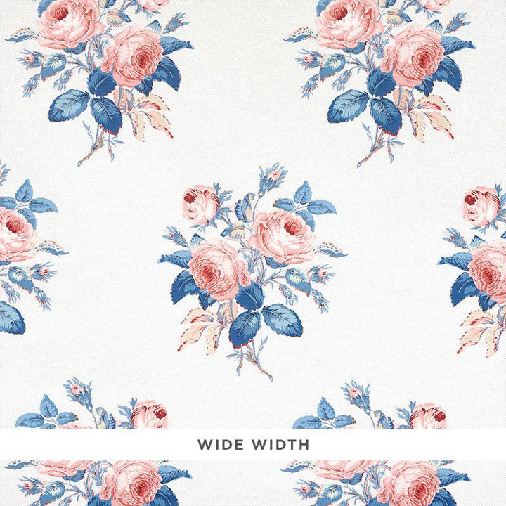Loudon Rose Rose & Blue 5012032 by Schumacher Designer Wallpaper Schumacher Classics 13.5" - Swanky Fabrics -