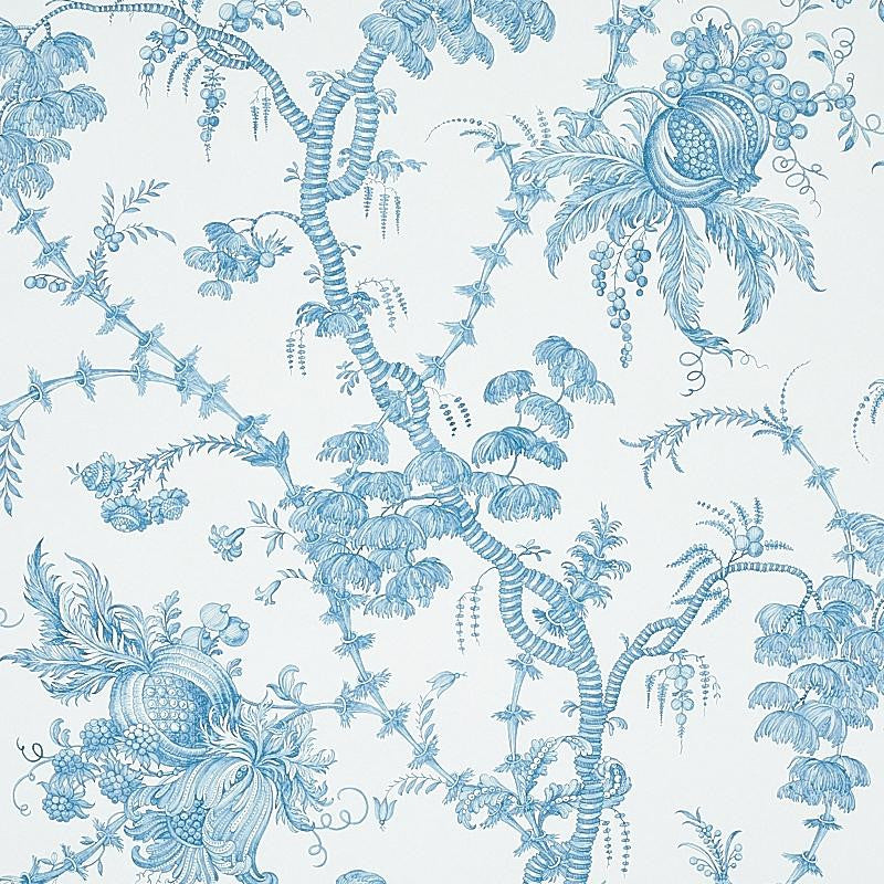 San Cristobal Toile Peacock 5010620 by Schumacher Designer Wallpaper Signature Schumacher 27.0" - Swanky Fabrics -