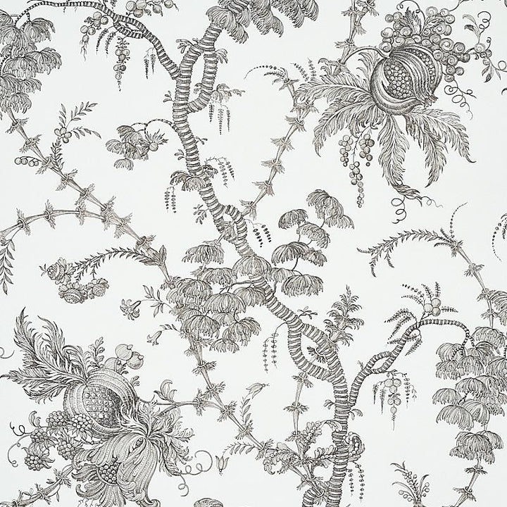 San Cristobal Toile Black 5010622 by Schumacher Designer Wallpaper Signature Schumacher 27.0" - Swanky Fabrics -