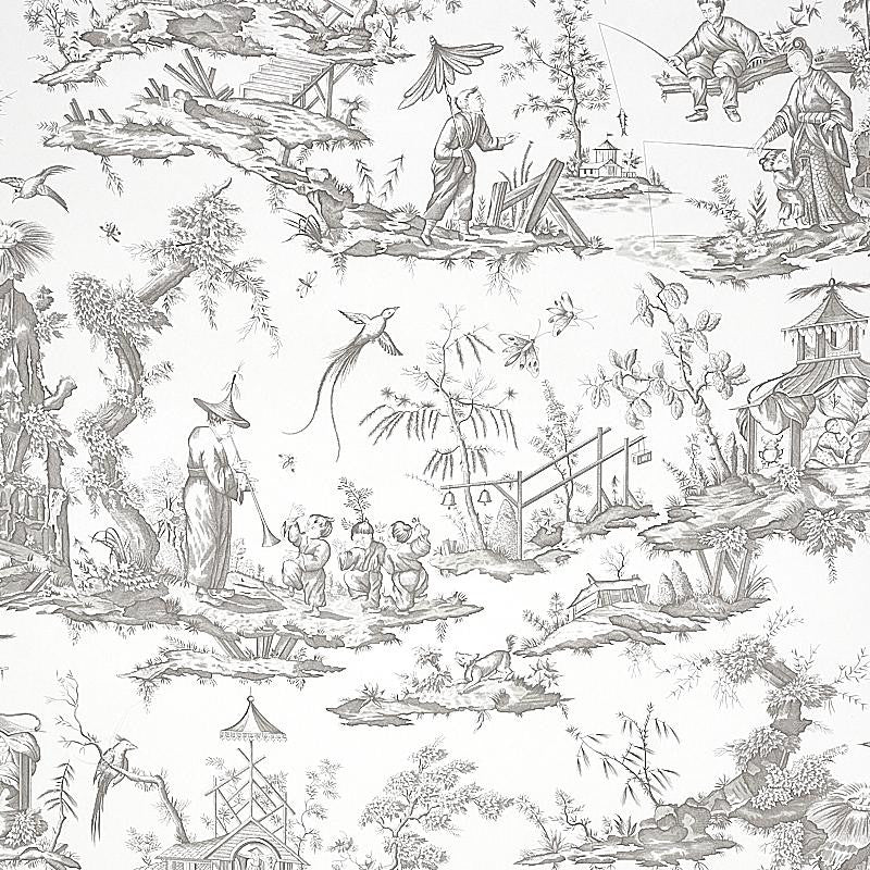 Shengyou Toile Driftwood 5012050 by Schumacher Wallpaper Signature Schumacher 45.0" - Fabric Carolina -