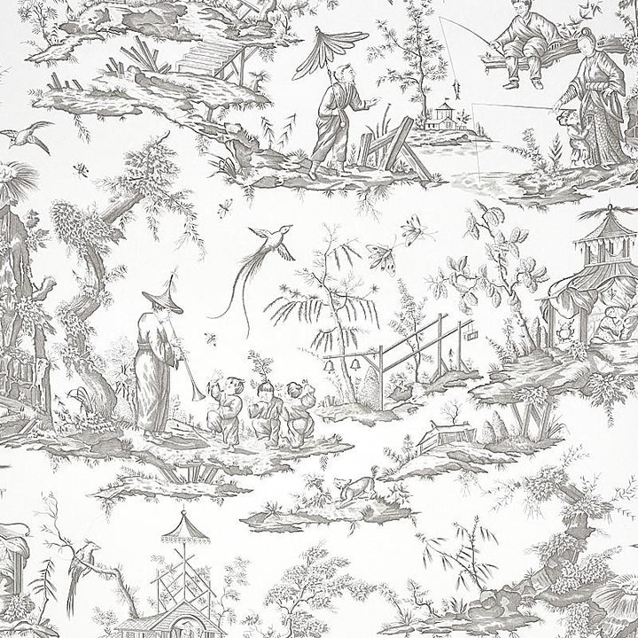 Shengyou Toile Driftwood 5012050 by Schumacher Wallpaper Signature Schumacher 45.0" - Fabric Carolina -