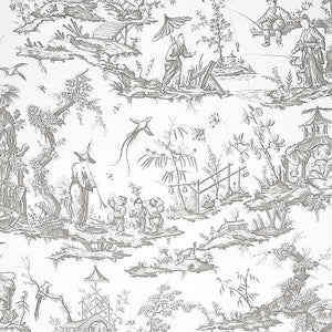 Shengyou Toile Driftwood 5012050 by Schumacher Wallpaper