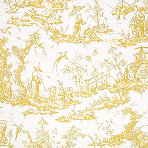 Shengyou Toile Yellow 5012051 by Schumacher Wallpaper