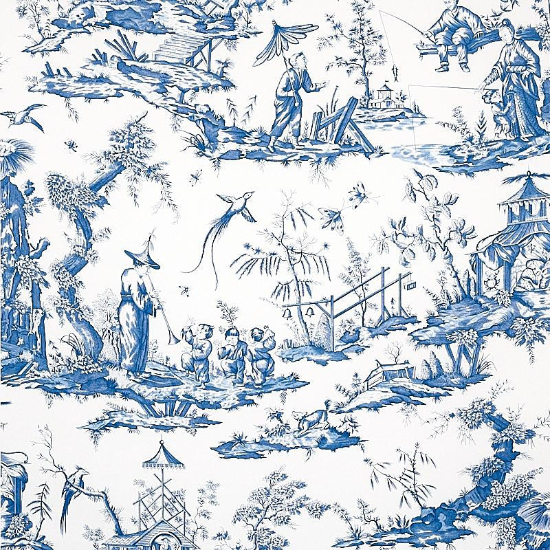 Shengyou Toile Blue 5012052 by Schumacher Wallpaper Signature Schumacher 45.0" - Fabric Carolina -