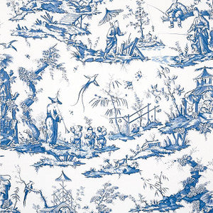 Shengyou Toile Blue 5012052 by Schumacher Wallpaper