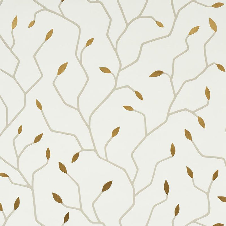Cymbeline Ivory & Gold 5011380 by Schumacher Designer Wallpaper Misterioso 27.0" - Swanky Fabrics -