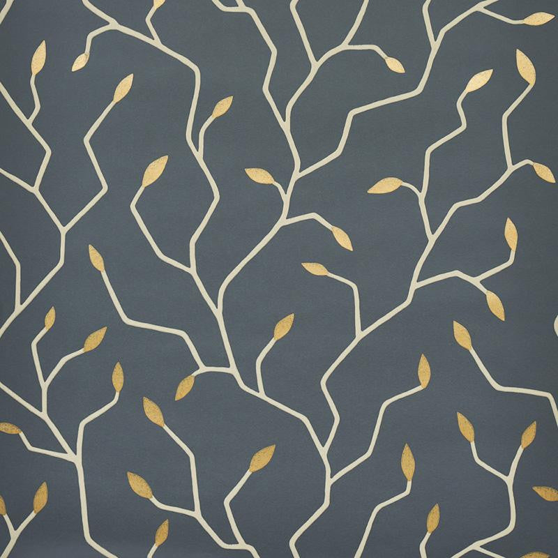 Cymbeline Charcoal & Gold 5011382 by Schumacher Wallpaper Misterioso 27.0" - Fabric Carolina -