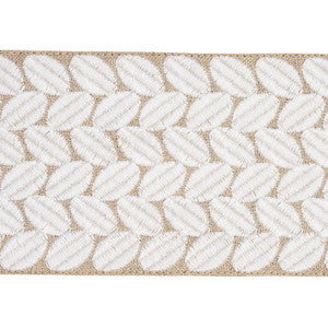 Berkeley Tape Wide Ivory On Natural 70658 by Schumacher Trim